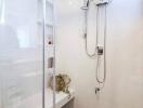 Modern bathroom with glass shower enclosure