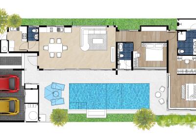 Detailed floor plan of a single-story house