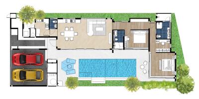 Detailed floor plan of a single-story house