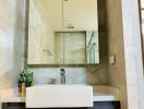 Modern bathroom with large mirror and sink