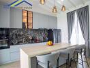 Modern kitchen with island and high stools