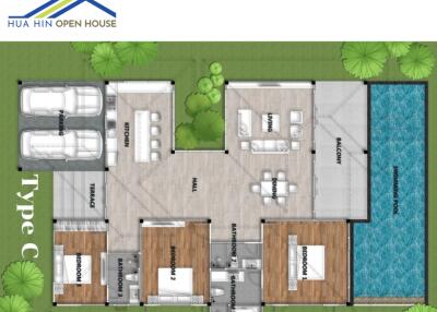 Aerial view of house floor plan