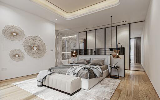 Modern bedroom with stylish decor