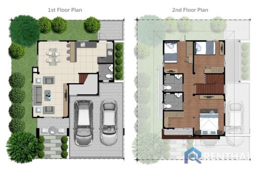 บ้านพร้อมเฟอร์นิเจอร์  3 ห้องนอน พัทยา