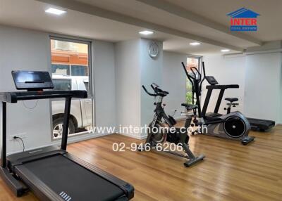 Home gym with treadmills and exercise bikes