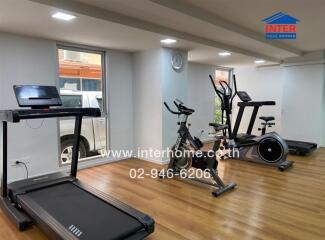 Home gym with treadmills and exercise bikes