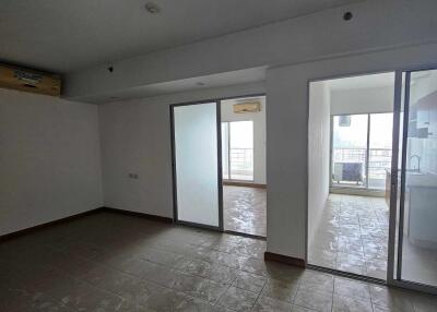 Spacious living room with sliding glass doors