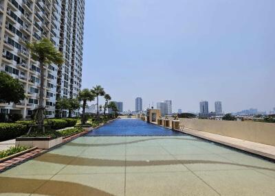 Infinity pool with city view