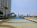 Infinity pool with city view