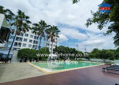 Outdoor pool and building view