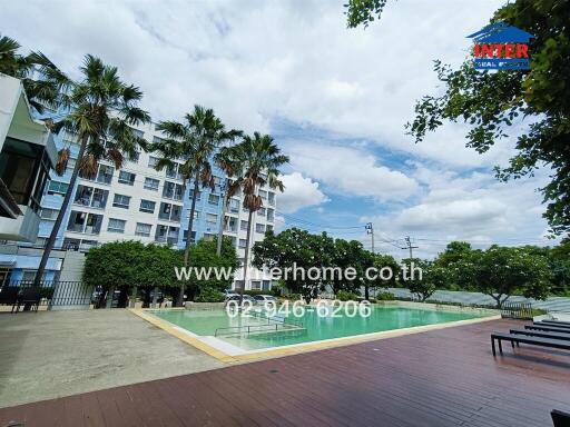 Outdoor pool and building view