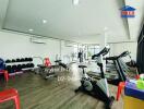 Modern fitness room with exercise equipment