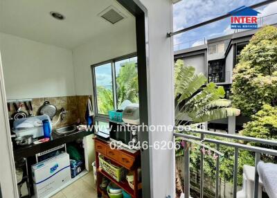 Small kitchen area with outdoor view