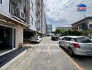 Parking area in front of a residential building