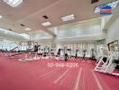 Spacious indoor gym with modern equipment