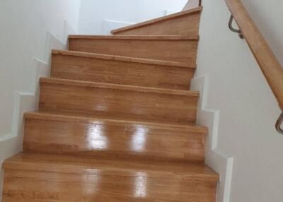 Wooden staircase with handrail