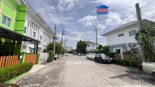 Street view of a residential neighborhood