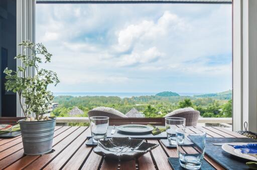 Dining table with a scenic view