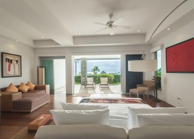 Modern bedroom with a view and contemporary decor