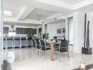 Modern dining area connected to an open kitchen