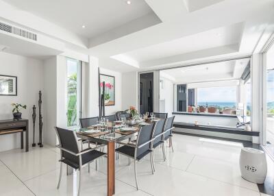 Modern dining area with ocean view