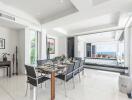 Modern dining area with ocean view