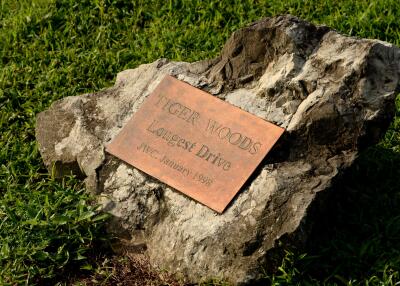 Stone monument with engraved plaque