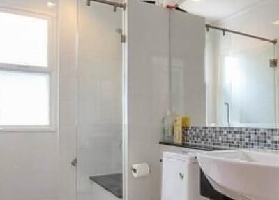 Modern bathroom with shower and sink