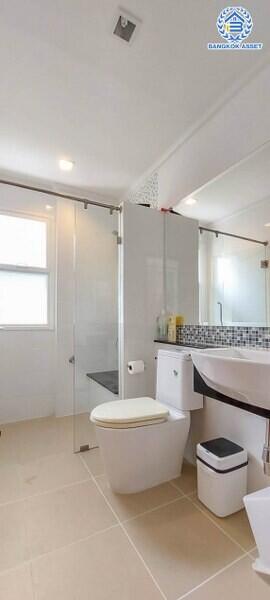 Modern bathroom with shower and sink