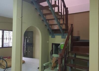 Interior view of a living space with a staircase