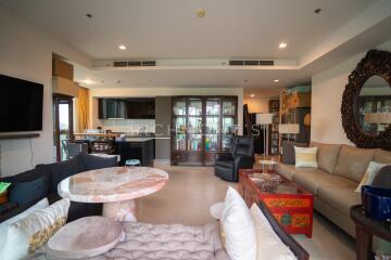 Spacious living room with diverse seating and decor