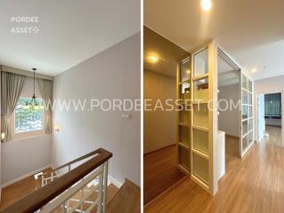 Staircase and Hallway with Wooden Floor and Glass Partition