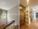 Staircase and Hallway with Wooden Floor and Glass Partition