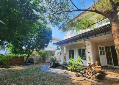 Backyard of a house with patio and garden