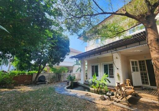 Backyard of a house with patio and garden