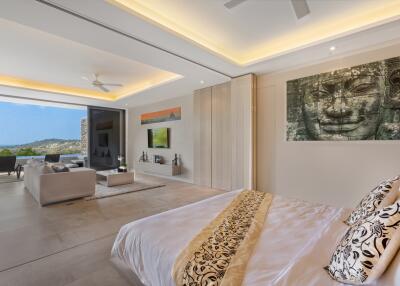 Modern bedroom with an ensuite living area