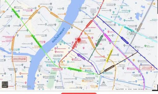 Map of the surrounding area with various locations and routes marked