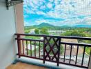 Spacious balcony with scenic mountain view