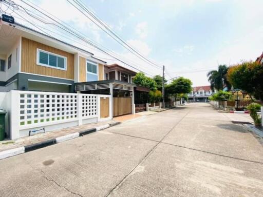 Street view of residential buildings