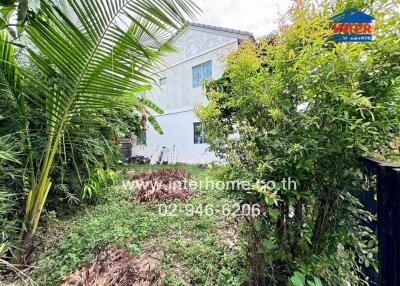 A well-maintained garden area with a view of the house exterior