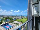 Balcony with a view of the city and ocean