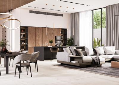 Modern Open Concept Living Room and Kitchen