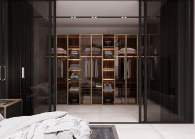 Master bedroom with modern walk-in closet