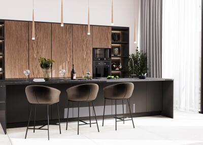 Modern kitchen with island and barstools