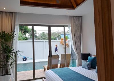 Bedroom with pool view