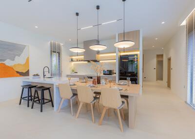 Modern kitchen with dining area