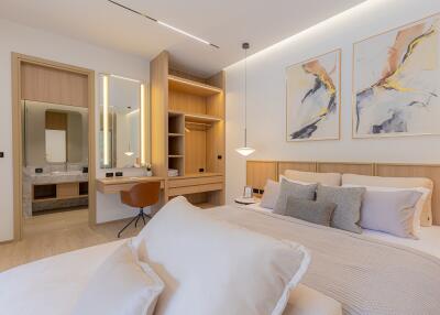 Modern bedroom with ensuite bathroom