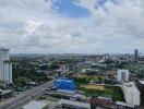 Aerial view of a cityscape with buildings and roads