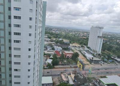 View from high-rise building showing surrounding area and cityscape