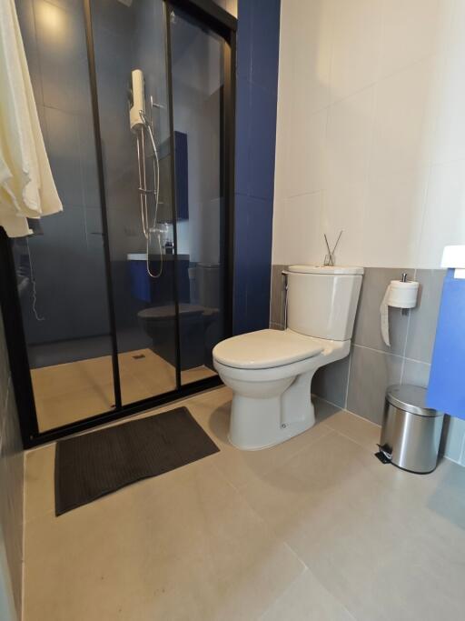 Modern bathroom with shower and toilet